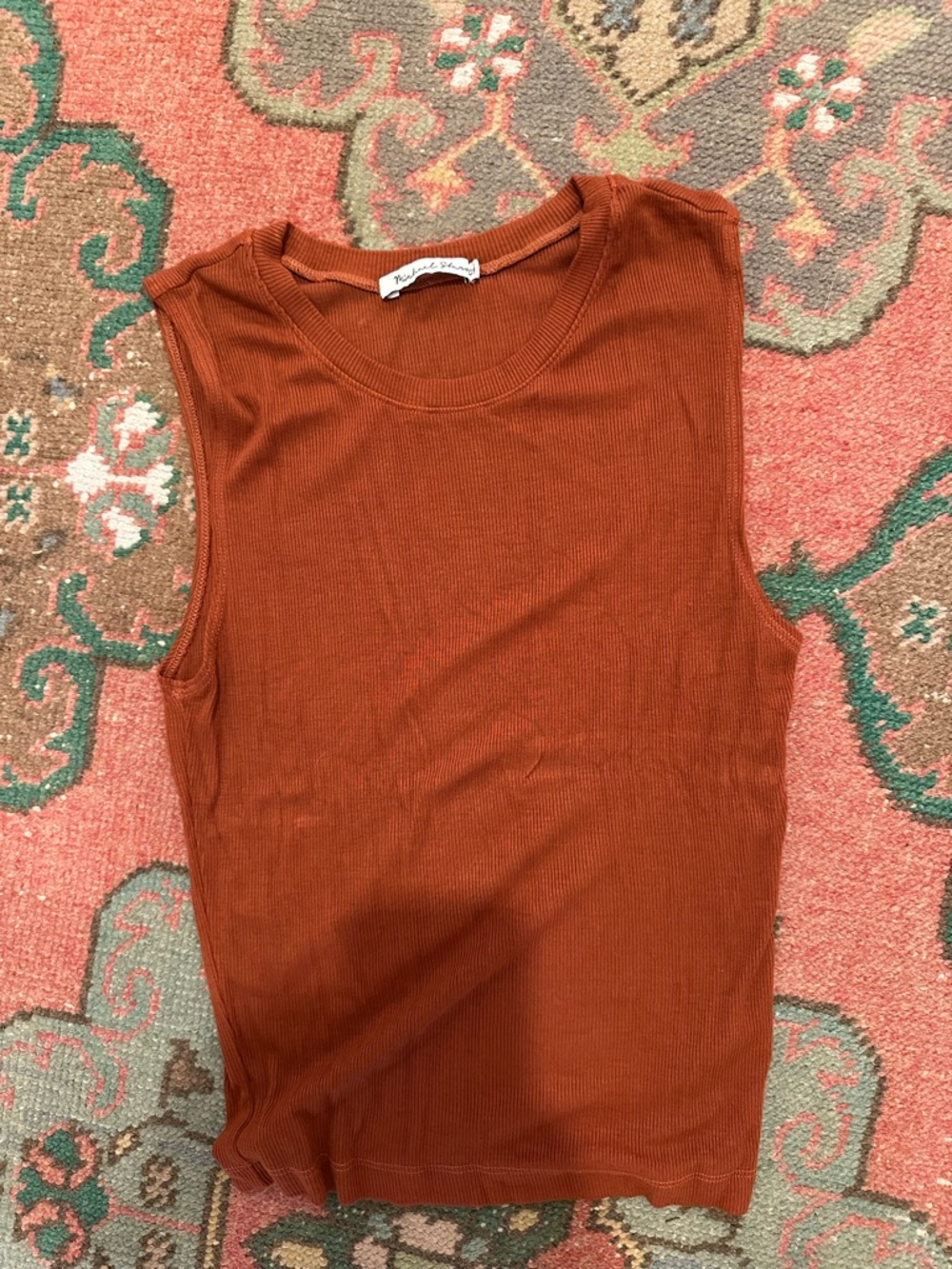 Michael Stars Ribbed Tank Top - Rust Orange